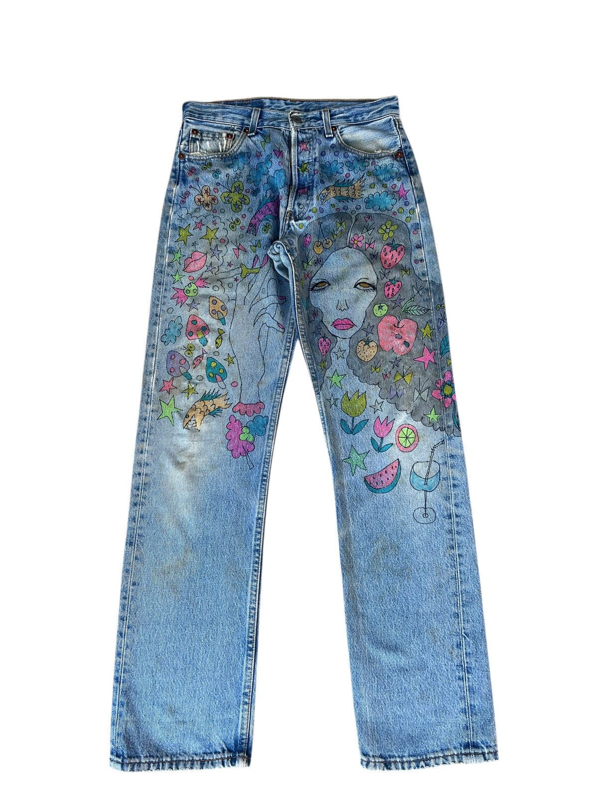 Levi's Vintage 1996 Levi’s 501 X Aditi Art Dirty Denim Jeans Size US 29 - 1 Thumbnail