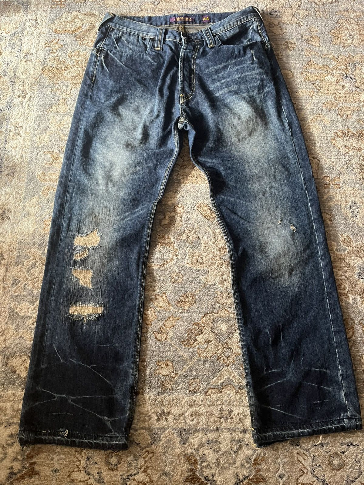 Ed Hardy ED HARDY LOT 2010 RAW DENIM JEANS 34 STRAIGHTLEG / BAGGY Size US 32 / EU 48 - 1 Thumbnail