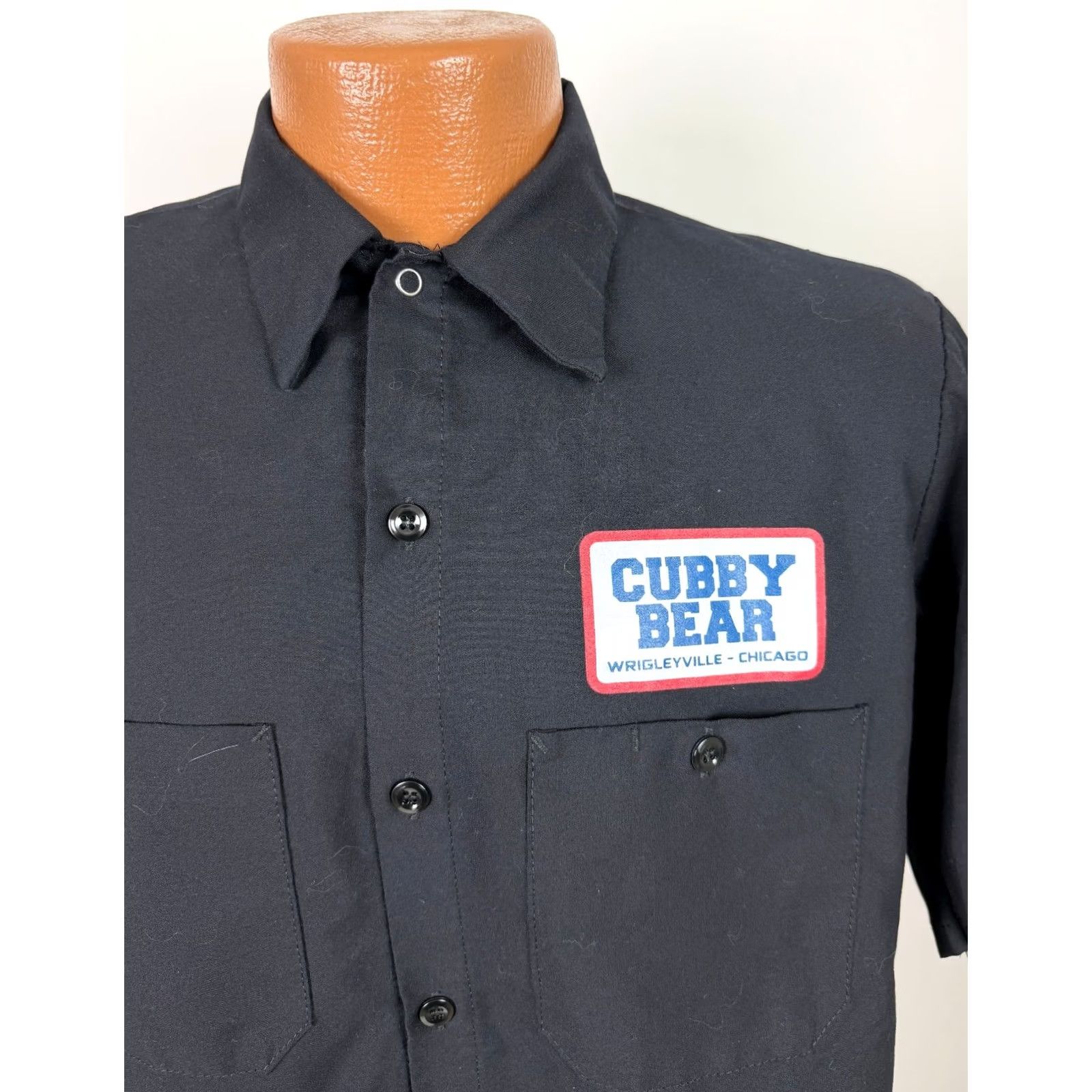 Red Kap VINTAGE Cubby Bear Chicago Shirt Red Kap Men M Black Cotton Polyester Button-Up Short Sleeve Geo: Outdoor Sports Pockets 90s Mens Size US M / EU 48-50 / 2 - 3 Thumbnail