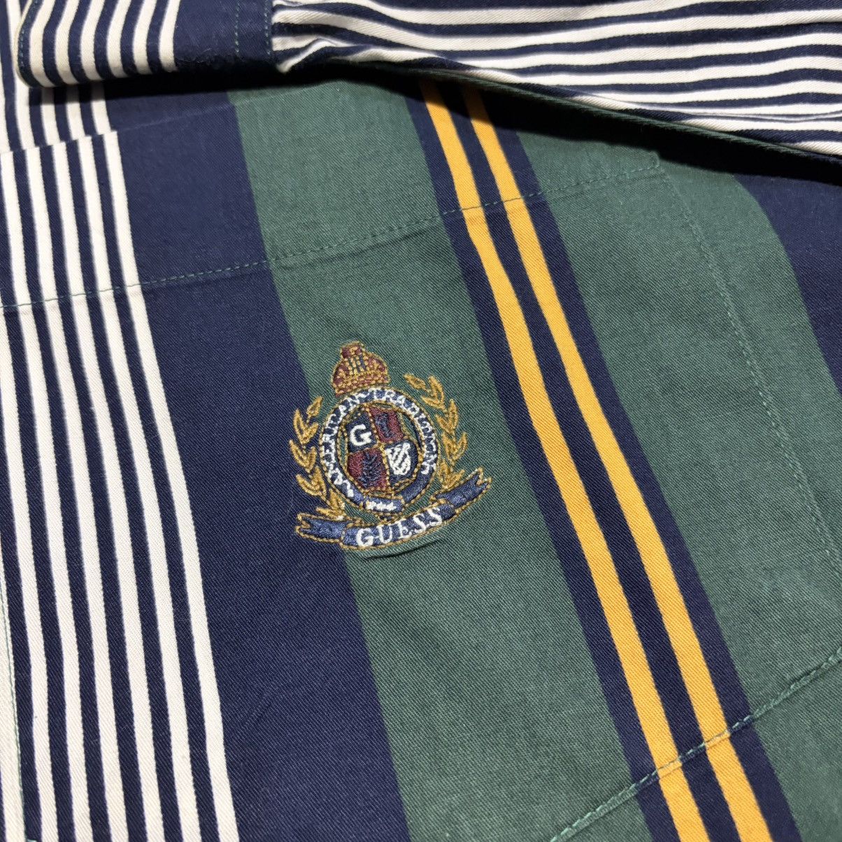 Guess Vintage Guess Button Up Polo Shirt Striped Crest Logo Preppy Size US XL / EU 56 / 4 - 5 Thumbnail