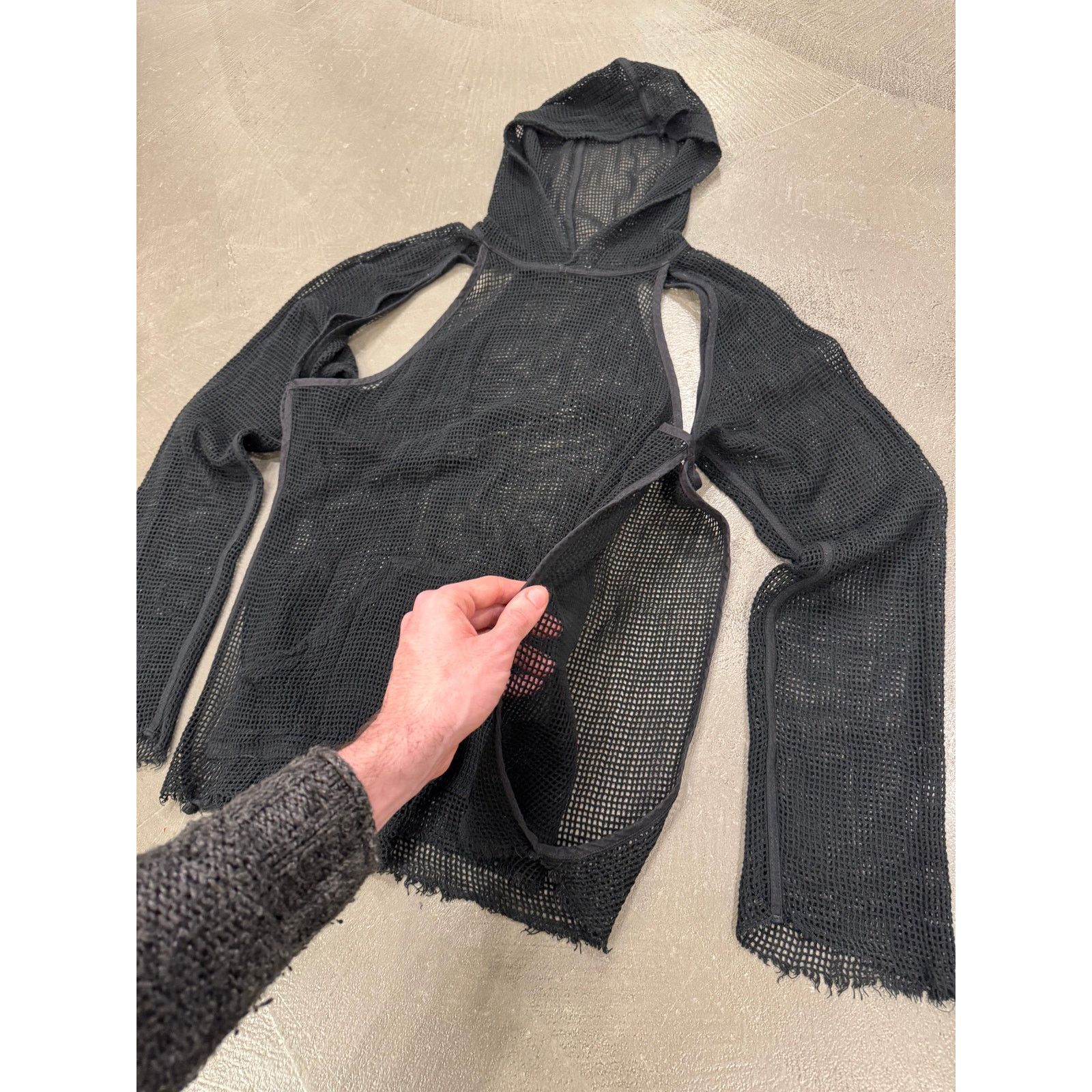 Raf Simons S/S 2003 Raf Simons mesh cutout hoodie Size US M / EU 48-50 / 2 - 5 Thumbnail