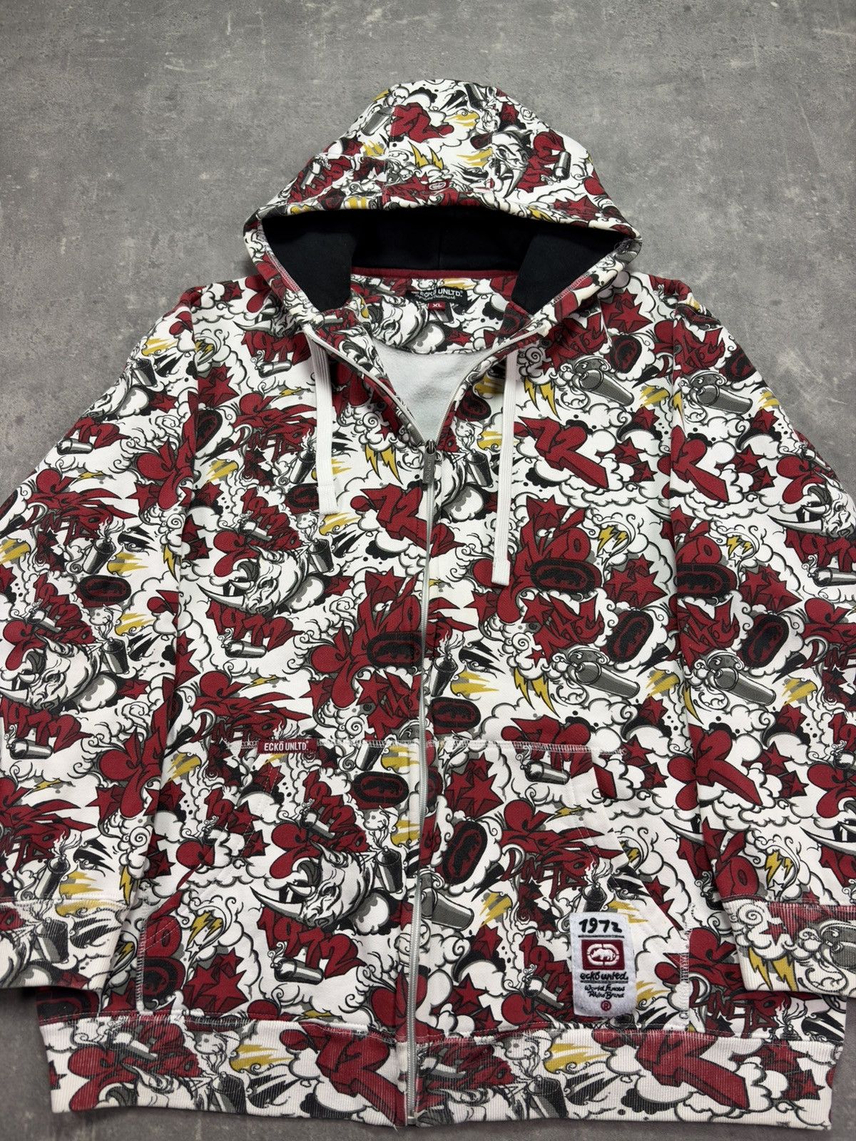 Ecko Unltd. 00s Ecko Unlimited AOP Multilogo Printed Baggy Zip Hoodie XL Size US XL / EU 56 / 4 - 6 Thumbnail