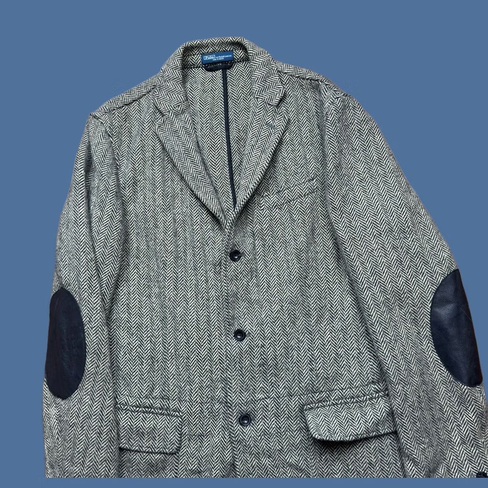 Polo Ralph Lauren VTG Polo Ralph Lauren Sport Coat Herringbone Tweed Wool Leather Patches Men 42L Gray Long Blazer Size US XL / EU 56 / 4 - 1 Thumbnail
