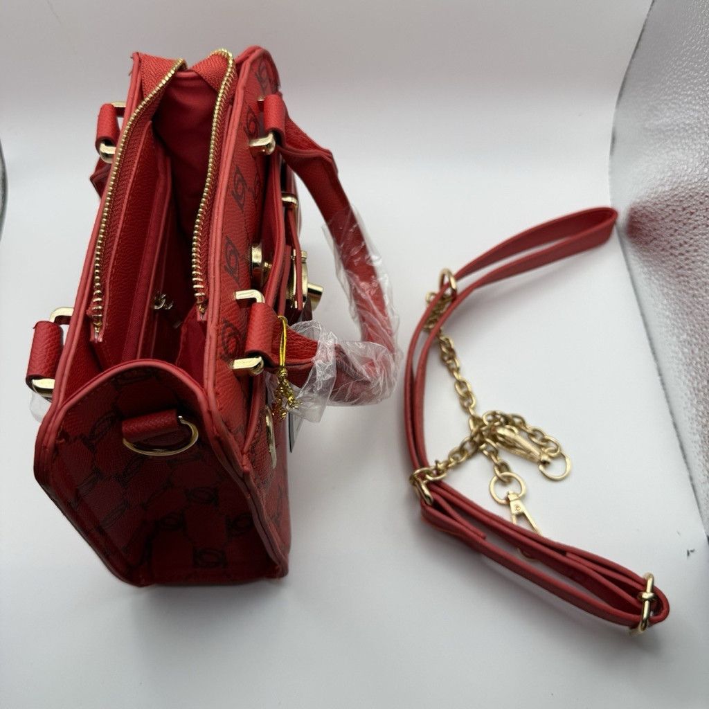 WISDOM BEBE Evie Top Handle Satchel Crossbody Purse Bag Red Size ONE SIZE - 6 Thumbnail