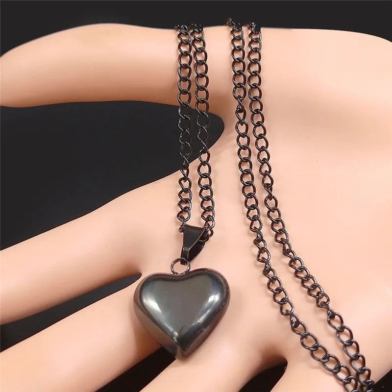 Jewelry Gothic Heart Star Stainless Steel Necklace Size ONE SIZE - 4 Thumbnail