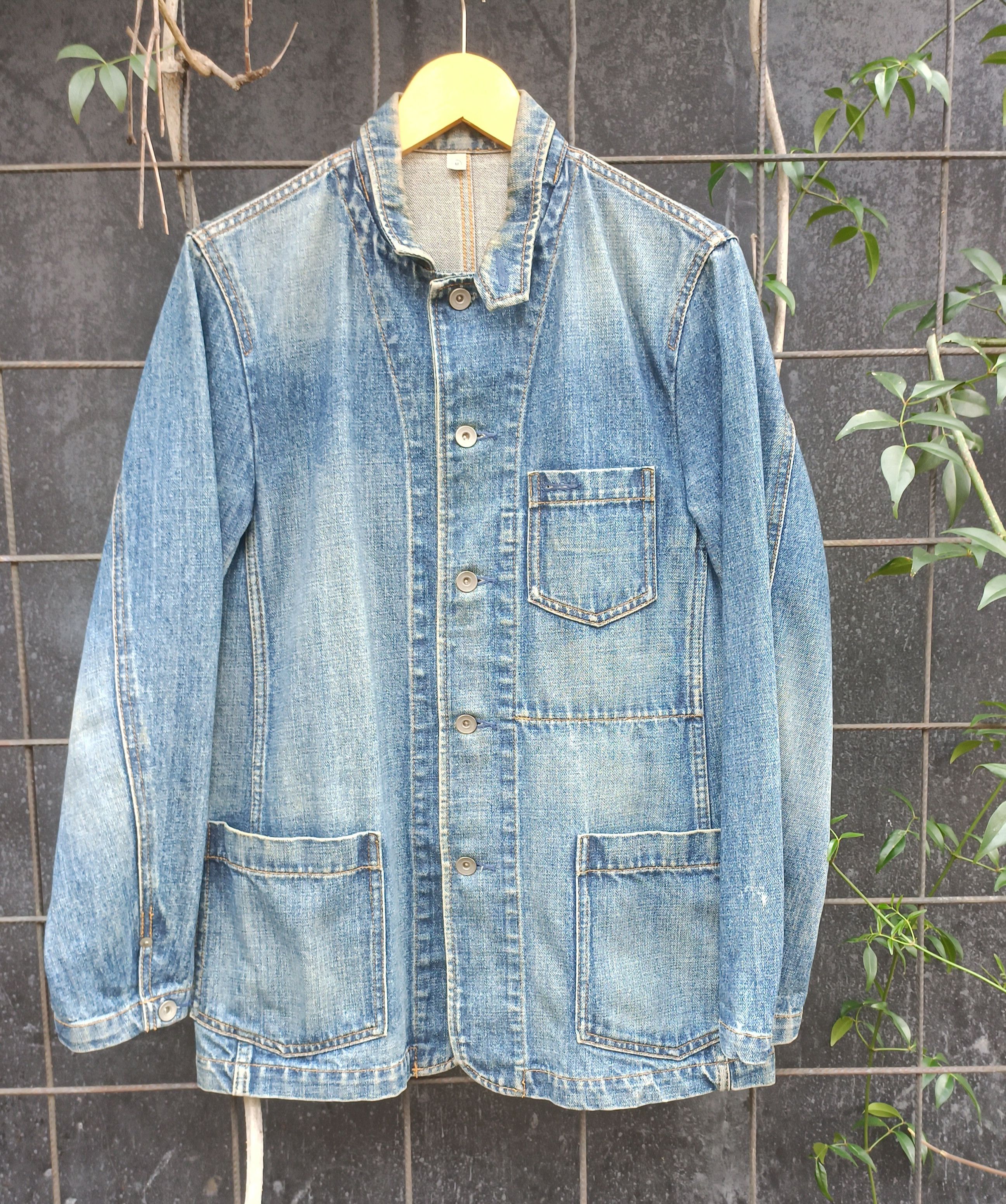 Uniqlo × Vintage Vtg uniqlo disstresed chore Coat denim jacket Size US M / EU 48-50 / 2 - 1 Thumbnail