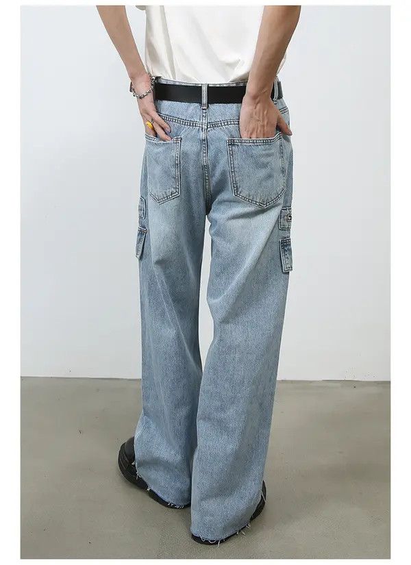 Japanese Brand eko Washed casual straight-leg men's versatile cargo jeans Size US 32 / EU 48 - 7 Thumbnail