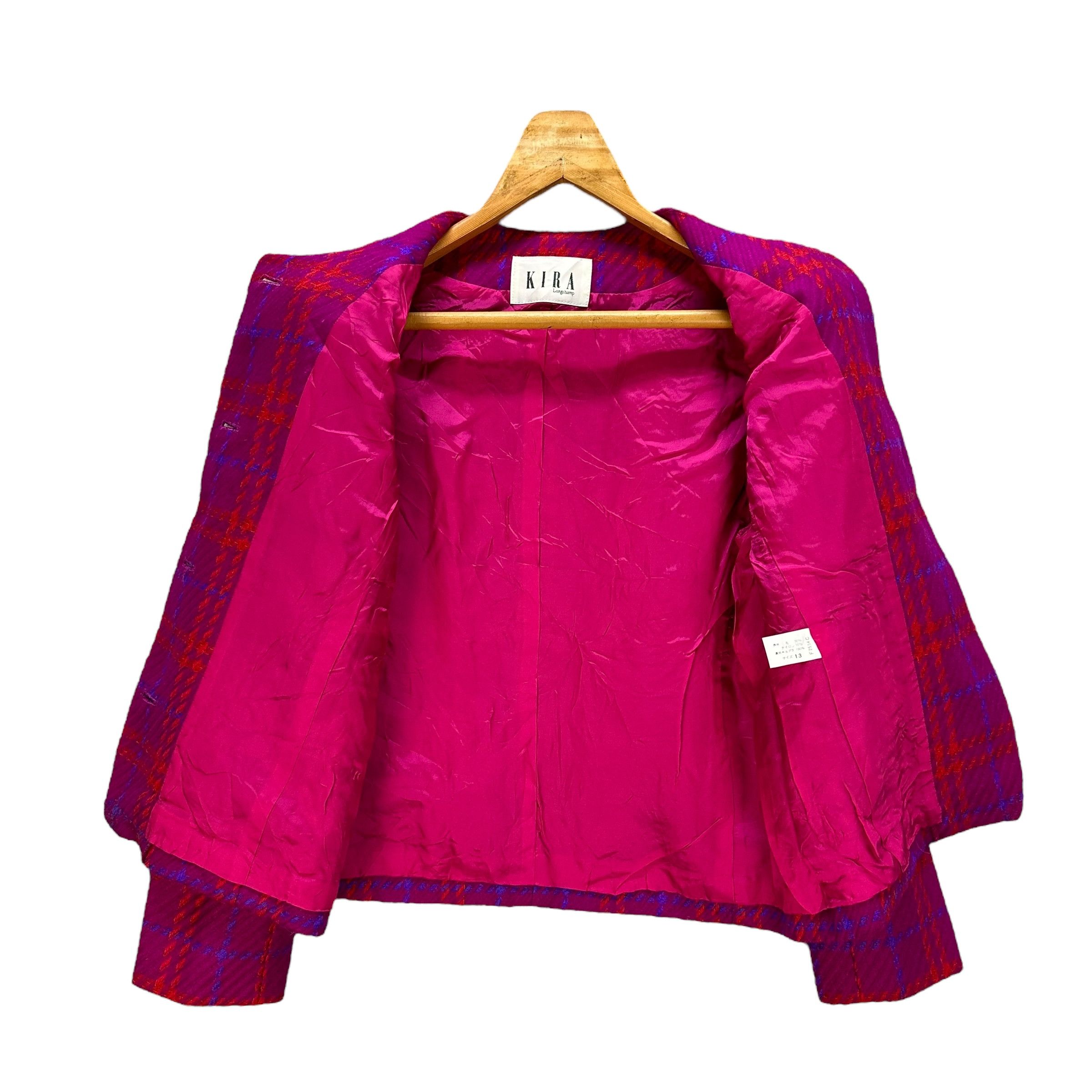 Longchamp KIRA LONGCHAMP Purple Check Crop Jacket #A54-1248 Size M / US 6-8 / IT 42-44 - 6 Thumbnail