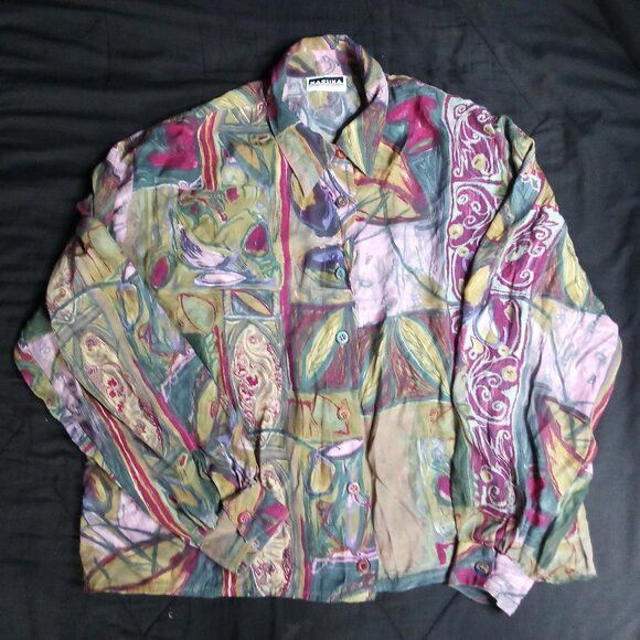 Other Vintage Marsina Abstract Geometric Psychedelic Button Shirt Size L / US 10 / IT 46 - 2 Thumbnail