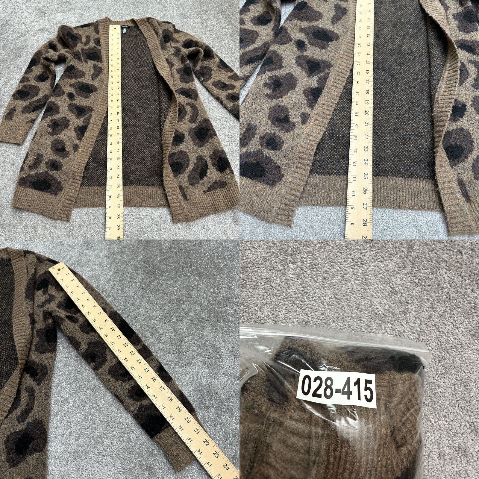 AQUA Aqua Cardigan Women XS Brown Leopard Open Knit Sweater Size XS / US 0-2 / IT 36-38 - 8 Thumbnail
