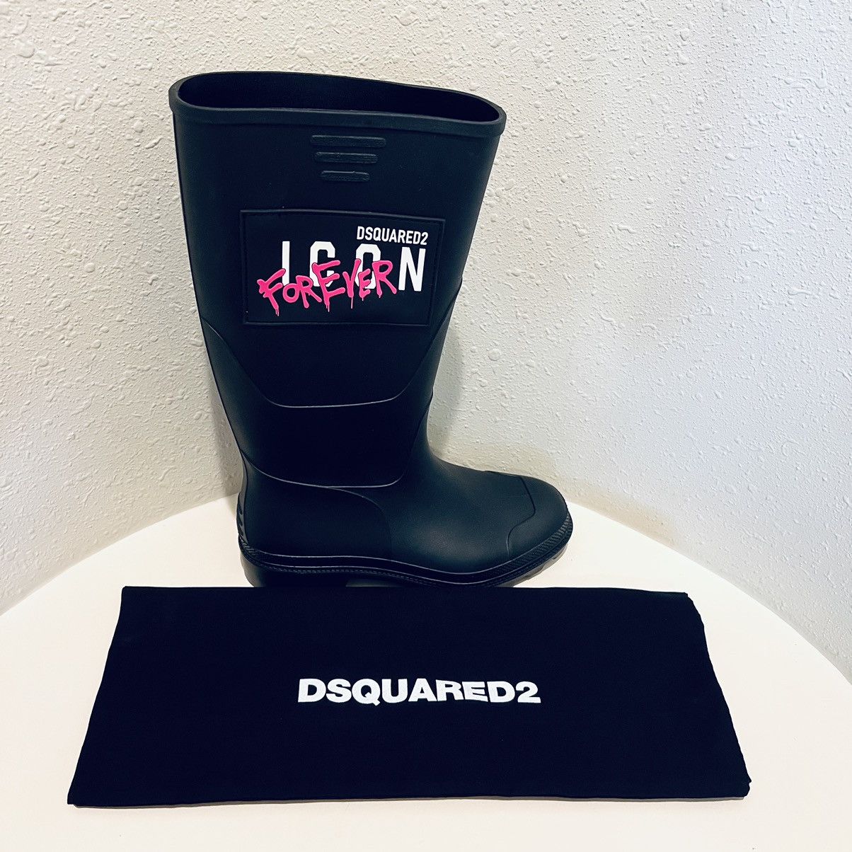 Dsquared2 DSQUARED2 Icon Tall Black Rubber Rain Boots Size 8 NEW Size US 8 / IT 38 - 10 Thumbnail