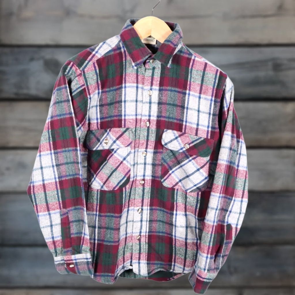 Vintage VINTAGE Five Brothers Button-Up Shirt Plaid Men's Medium Gray Purple Green Flannel 90s Retro Hipster Grunge Casual Workwear Size US M / EU 48-50 / 2 - 1 Thumbnail
