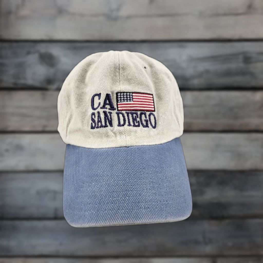 Vintage VINTAGE San Diego CA Cap Adult Adjustable Embroidered Hat USA Flag Cotton Unisex Adults Khaki Baseball Cap USA USA Flag Cap Size ONE SIZE - 1 Thumbnail