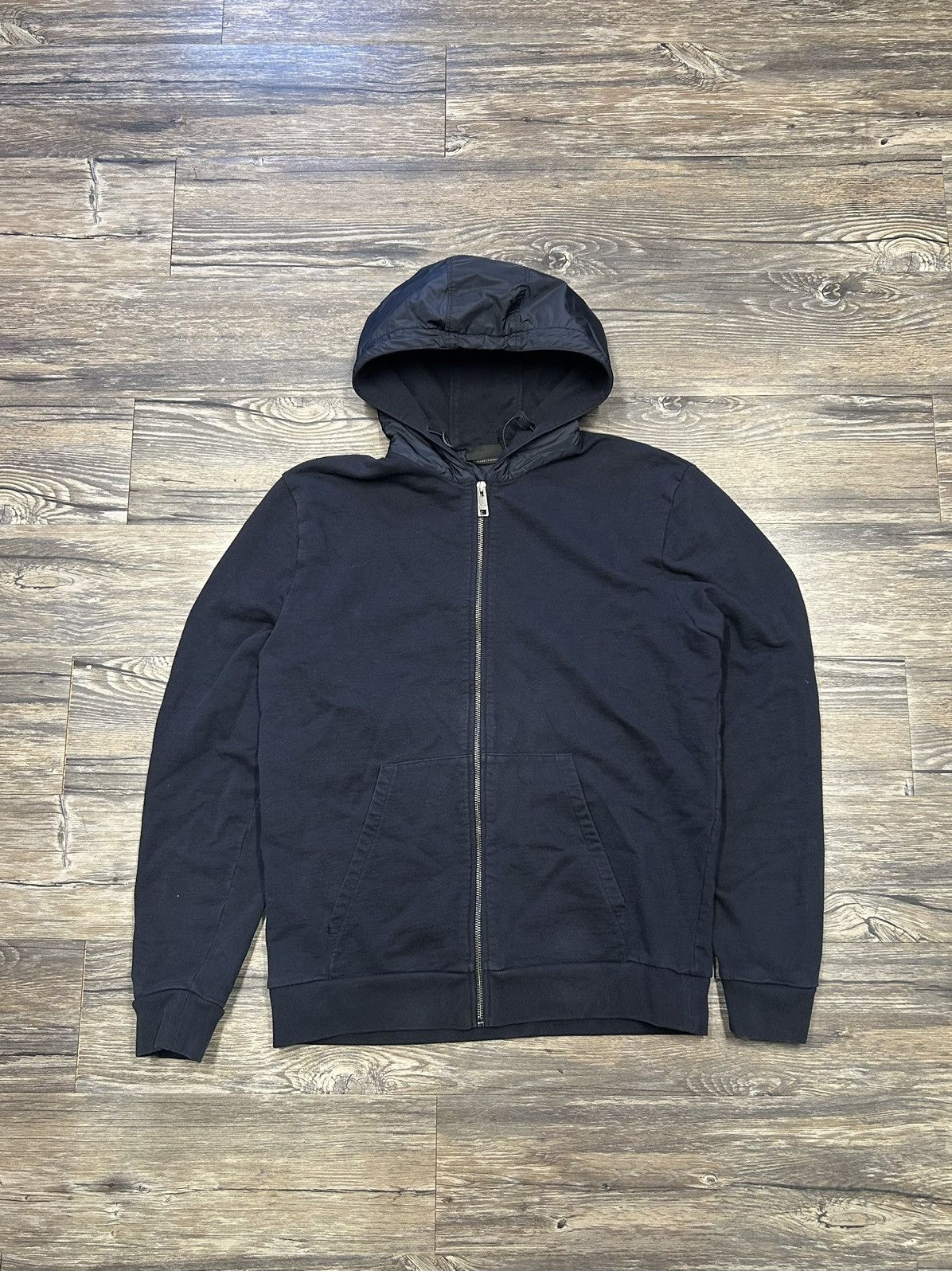 image of Prada Zip-Up Hoodie in Navy, Men's (Size Small)