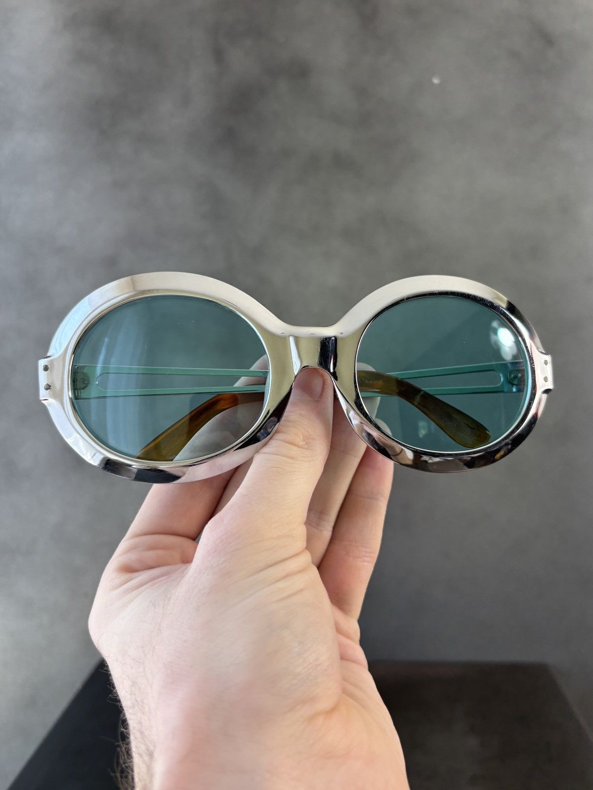 Vintage True Vintage Sunglasses Space Age Chrome Metal Oversized 60s Size ONE SIZE - 3 Thumbnail