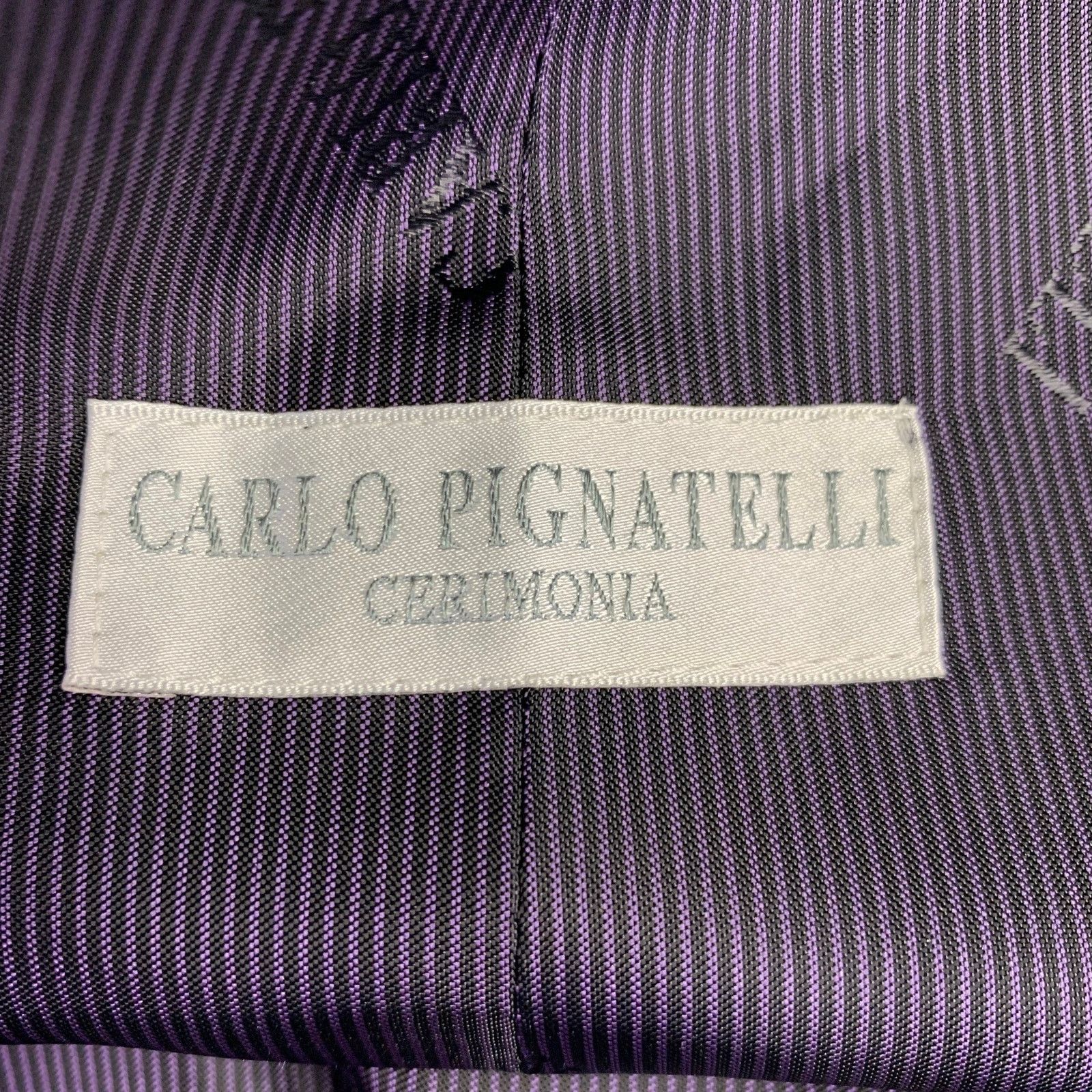 Carlo Pignatelli CARLO PIGNATELLI 42 Black Purple Stripe Acetate Wool Vest Size 42R - 5 Thumbnail