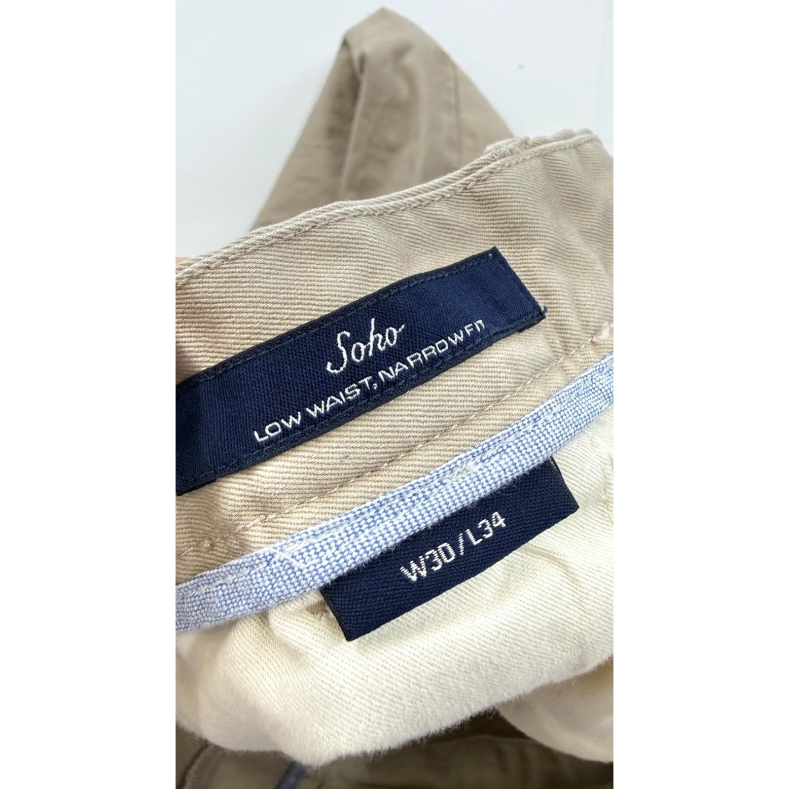 Gant GANT Chino Pants Men's 30x34 Khaki Soho Low Waist Narrow Fit Cotton Casual Slim Front Zip Pockets Logo Beige 30 34 Mens Size US 30 / EU 46 - 5 Thumbnail