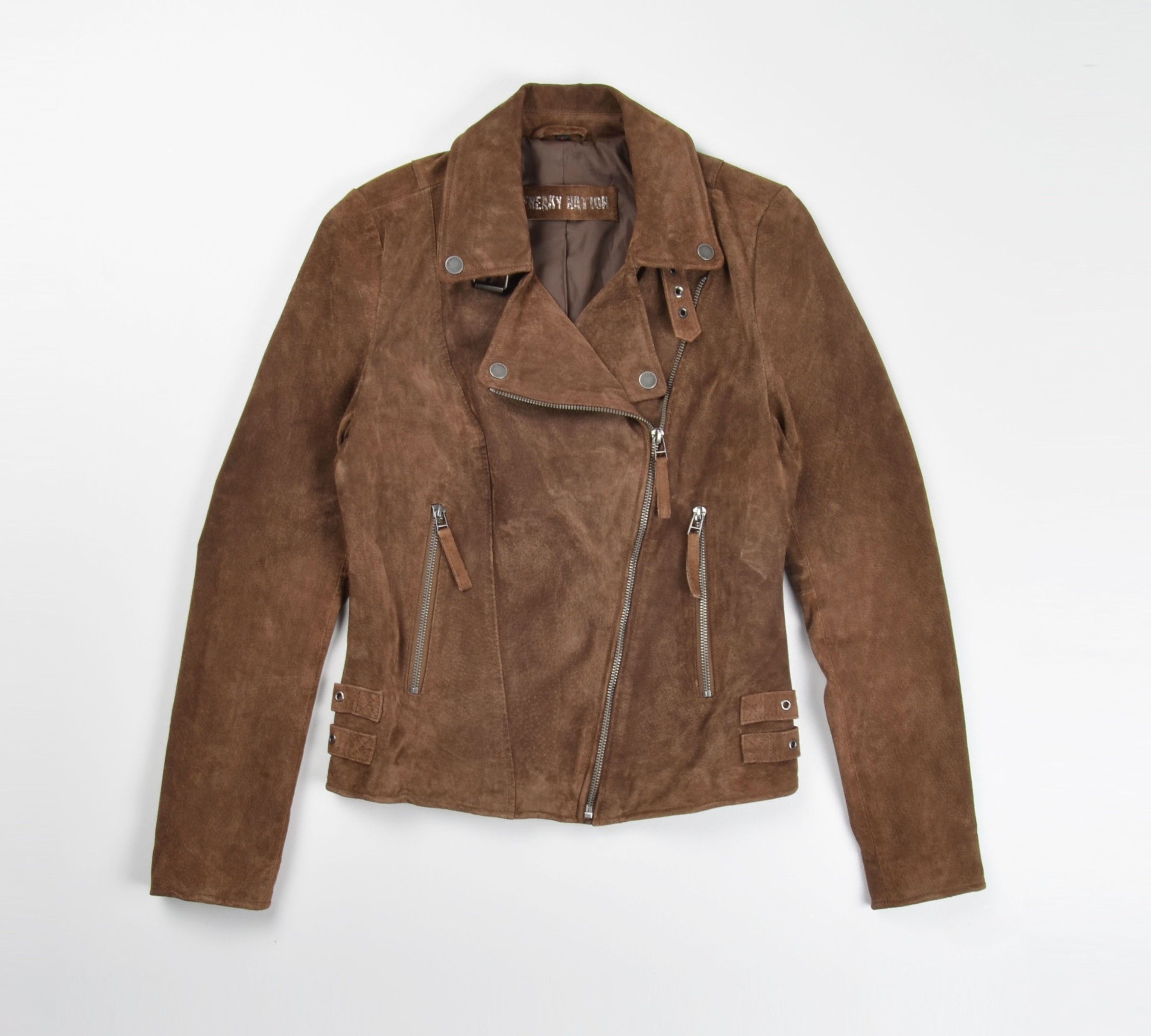 Other Freaky Nation Punk Grunge Brown Leather Biker Jacket Size S / US 4 / IT 40 - 1 Thumbnail