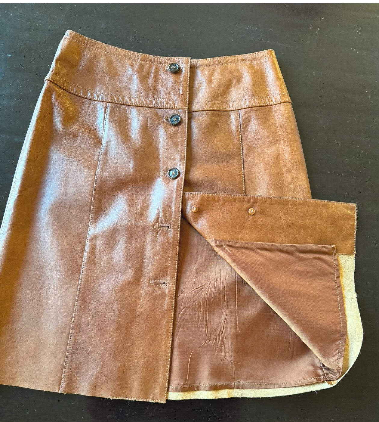 Prada Knee length vintage Prada leather skirt Size 28" / US 6 / IT 42 - 2 Thumbnail