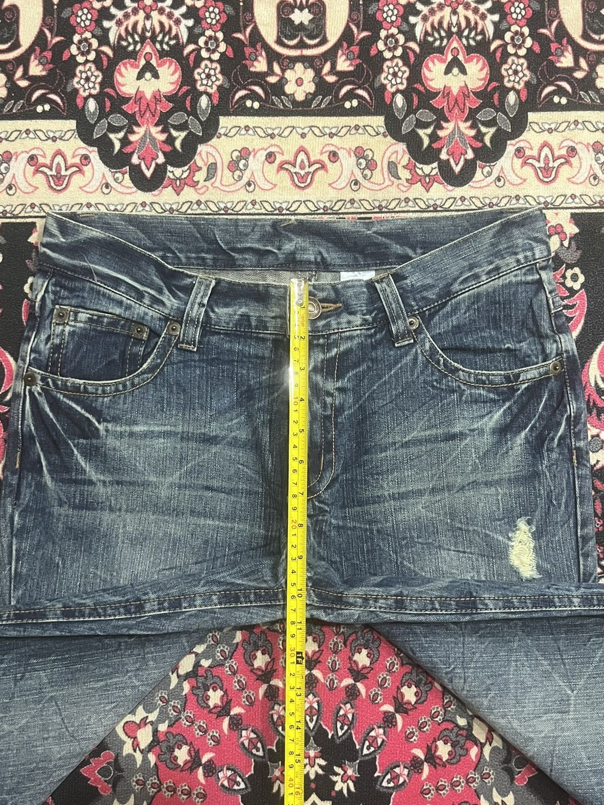Japanese Brand Vintage Japan Gurion Cracked Fringe Blue Washed Jeans Size US 32 / EU 48 - 11 Thumbnail