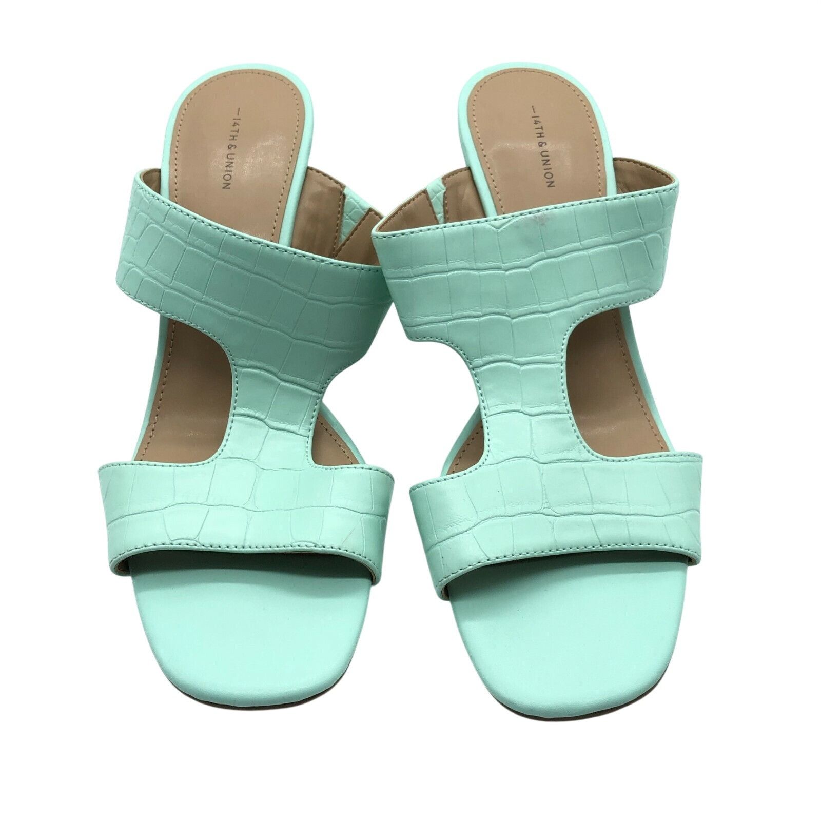 Nordstrom 14th & Union Sandals Wedge Heel Slip On Open Toe Faux Leathe Size US 9.5 / IT 39.5 - 2 Thumbnail