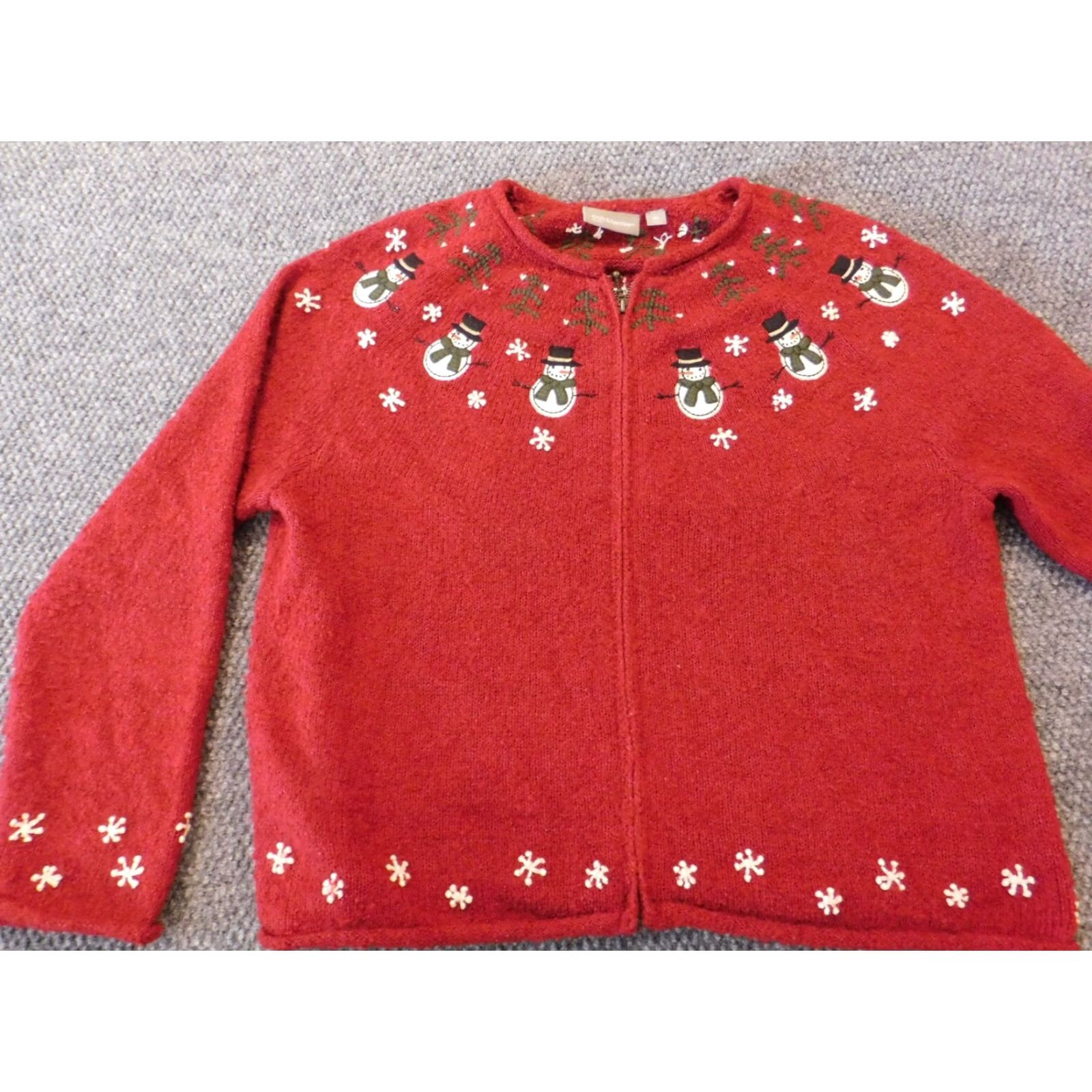 Croft & Barrow Croft & Barrow Womens Sweater Cardigan Full Zip Christmas Red Petite PL Balloon Sleeve SilК Crew Neck Wool Silk Acrylic Knit Button Vintage No Size L / US 10 / IT 46 - 3 Thumbnail