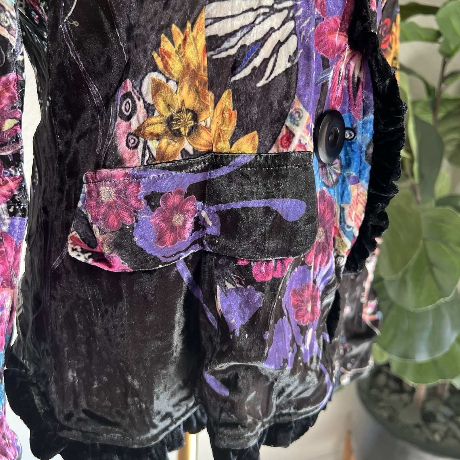 Other Alberto Makali Velvet Blazer Floral (L) WitchyWearable Art Size L / US 10 / IT 46 - 5 Thumbnail