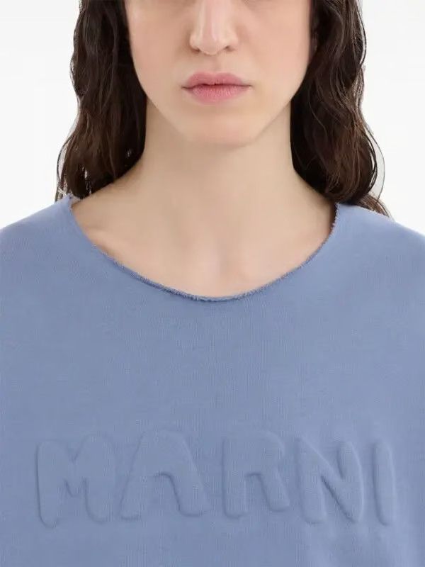 Marni o1w1db11125 Logo-Embossed Sweatshirt in Blue Size L / US 10 / IT 46 - 4 Thumbnail