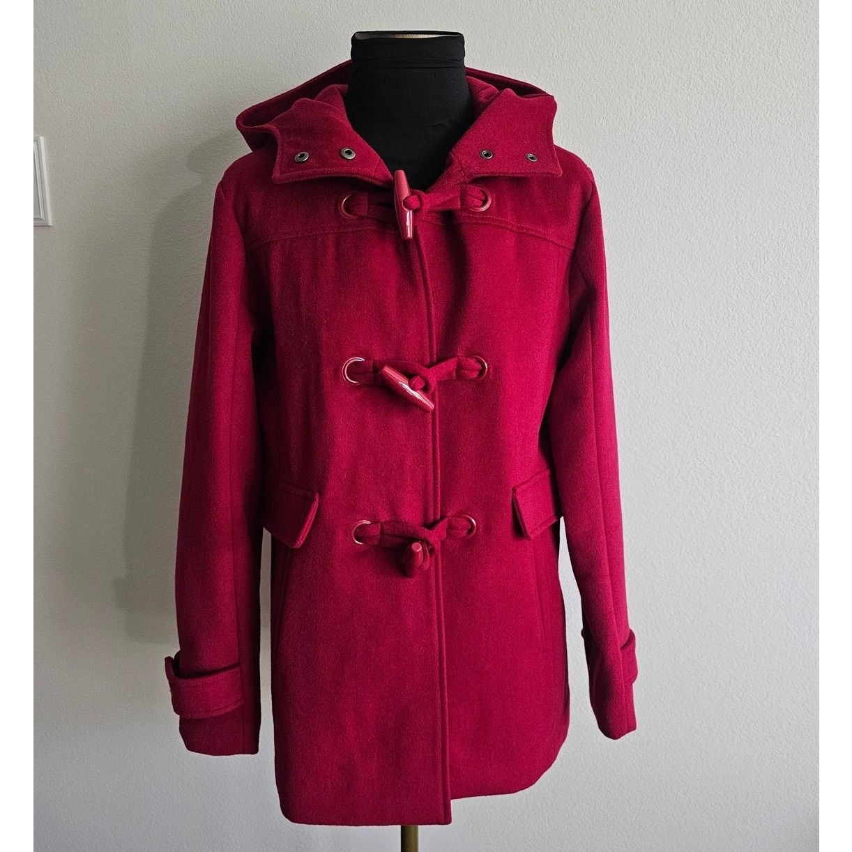 PENDLETON Red Wool Blend Toggle Jacket Pea Coat w/Hood S