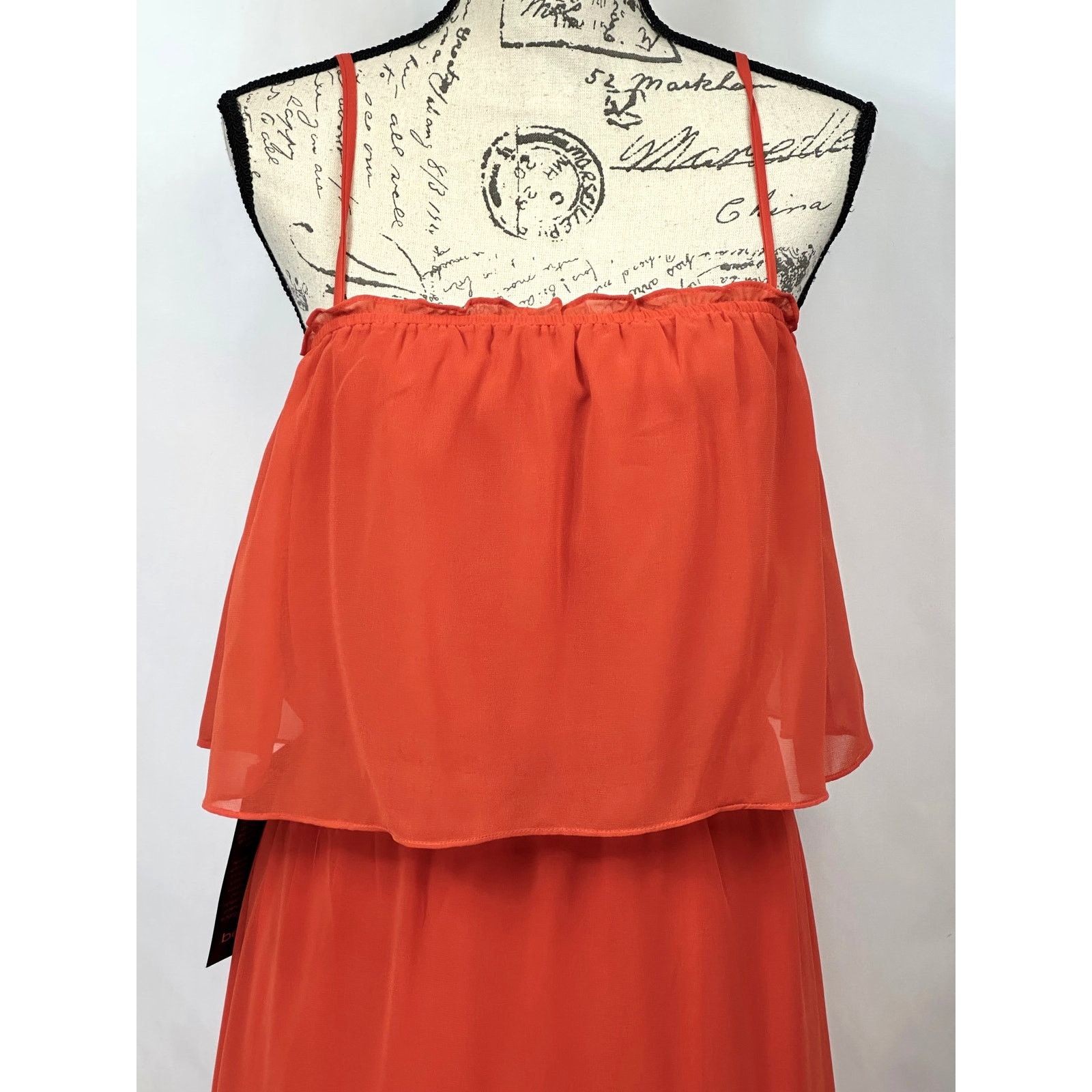 Bebe Bebe Square Neck High Low Chiffon Sleeveless Dress Orange L Size L / US 10 / IT 46 - 10 Thumbnail