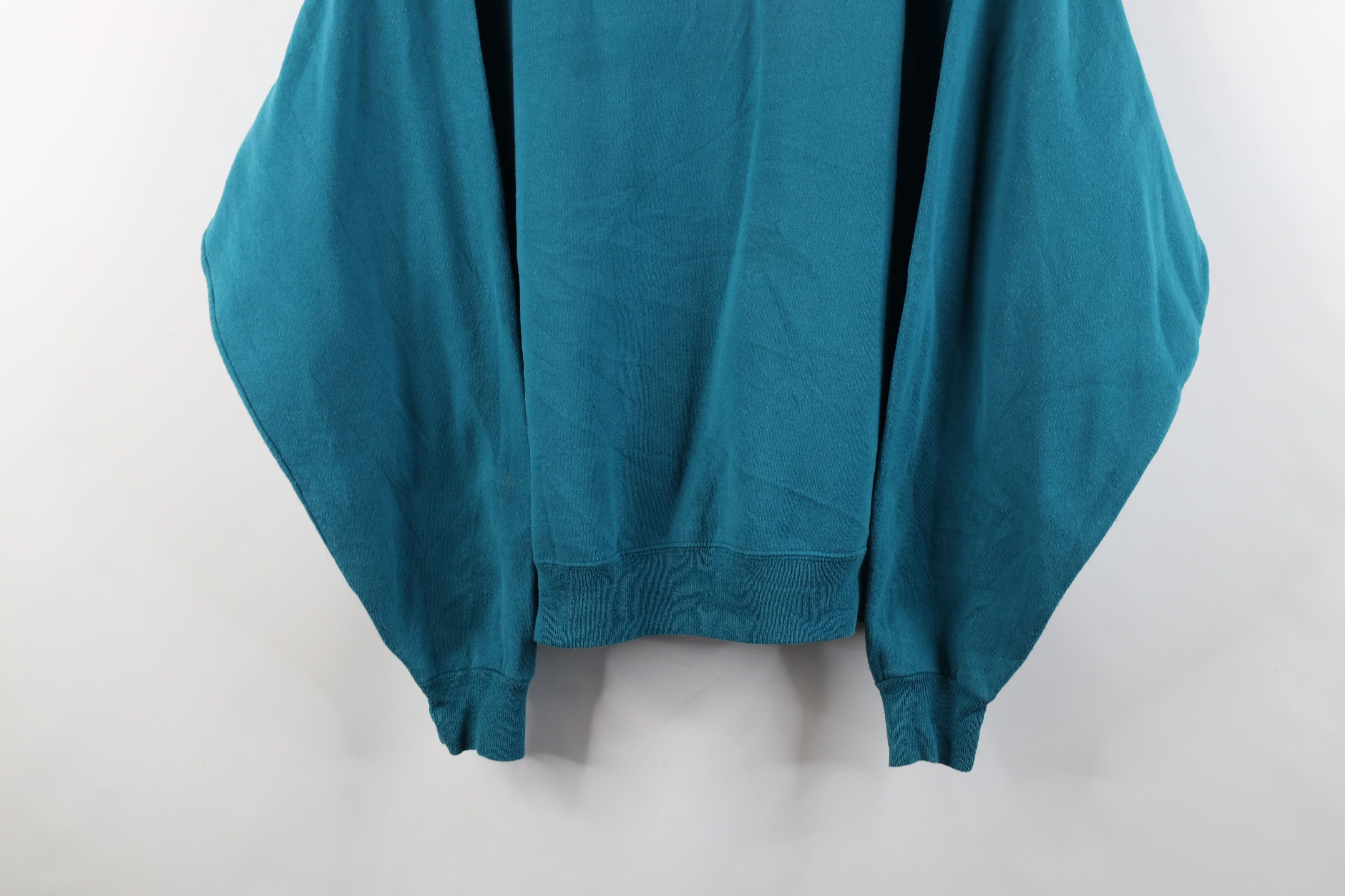 Vintage Vintage 90s Streetwear Blank Crewneck Sweatshirt Teal Size US XL / EU 56 / 4 - 3 Thumbnail