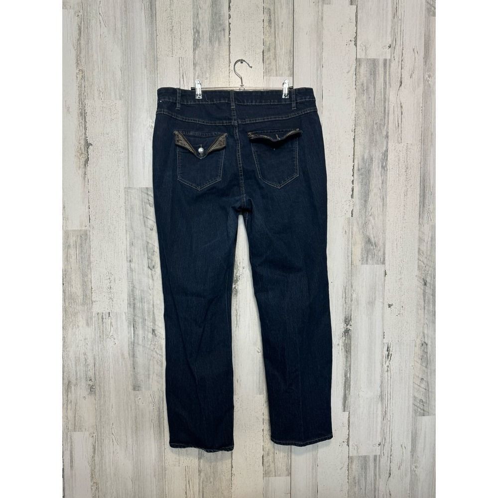 Avenue Avenue Denim Straight Leg Jeans | Dark Wash Stretch Mid-Rise – Size 18 Average Size 38" / US 16 / IT 52 - 6 Thumbnail