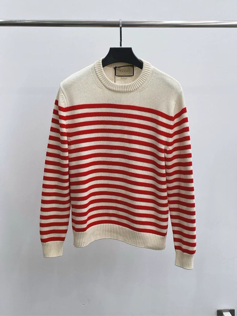 Gucci Red and White Striped Knit Sweater Size US XS / EU 42 / 0 - 1 Thumbnail