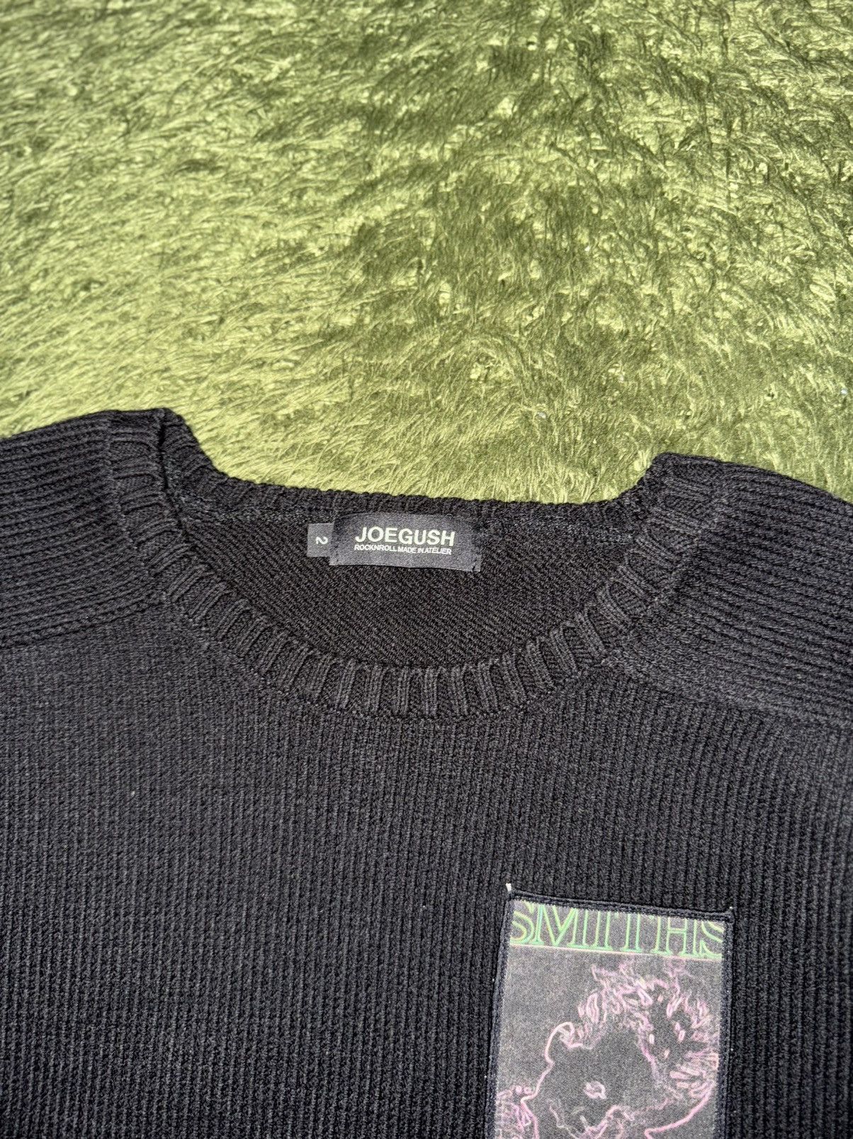 Japanese Brand [2] JOEGUSH Patch Single Pullover Knit (Black) Size US XL / EU 56 / 4 - 3 Thumbnail