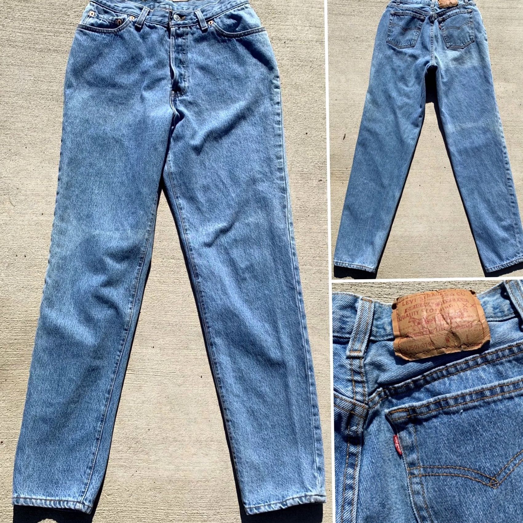 Levi's VINTAGE Levi's 501 Jeans Button Fly Made In USA 90s 28 in Waist 11 M Blue Denim Jeans Boys Mens Womens Girls Size 32" / US 10 / IT 46 - 5 Thumbnail