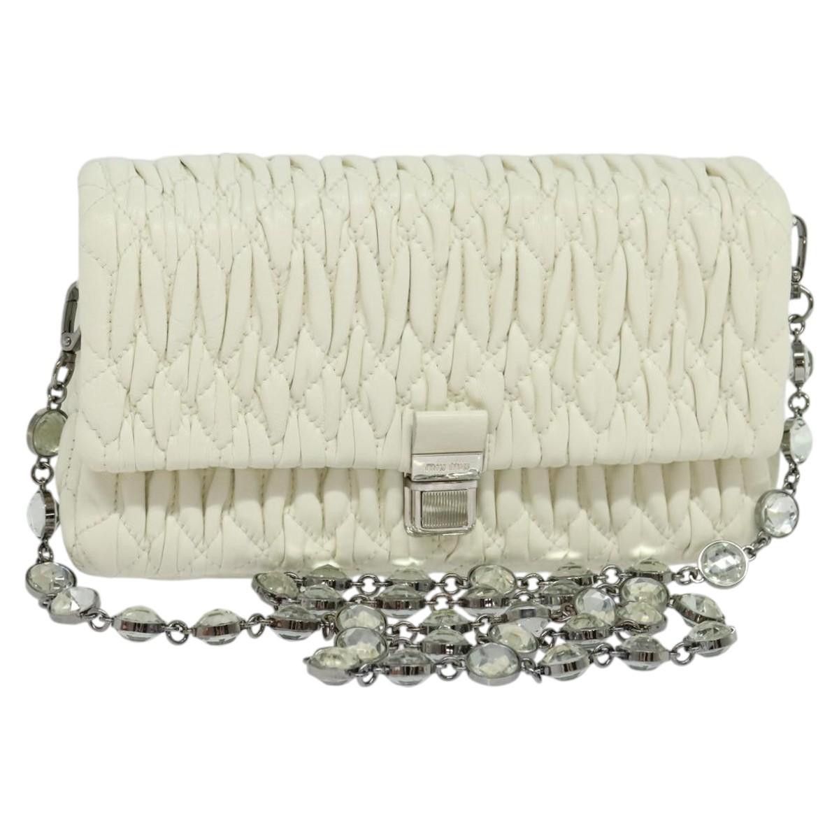 Miu Miu Matelasse Bijoux Shoulder Bag Leather White