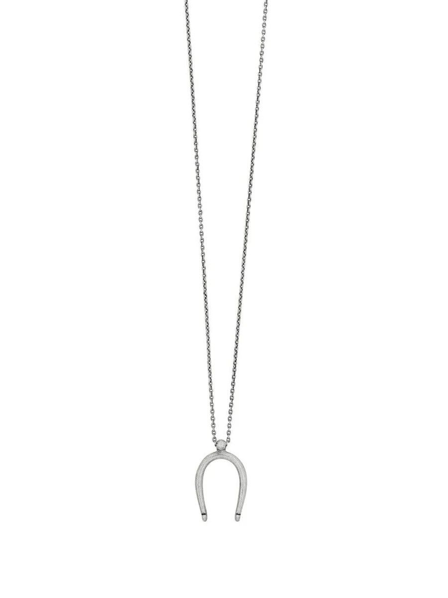 Saint Laurent Paris Saint Laurent Small Horse Necklace Brass Metal Argent Oxyde Size ONE SIZE - 5 Thumbnail