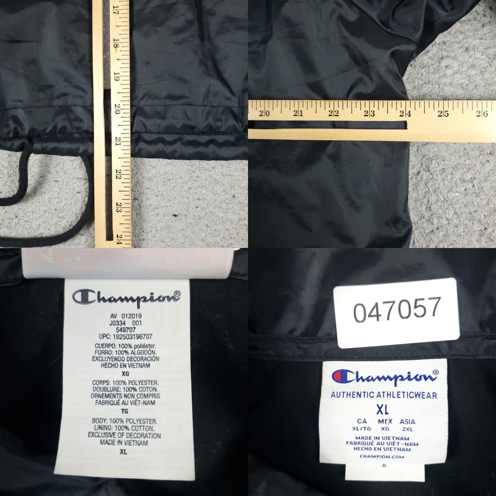Champion Champion Windbreaker Jacket Womens XL Black Full Zip Up Pockets Logo Regular Coat Style American Modern Sports Womens Size XL / US 12-14 / IT 48-50 - 8 Thumbnail