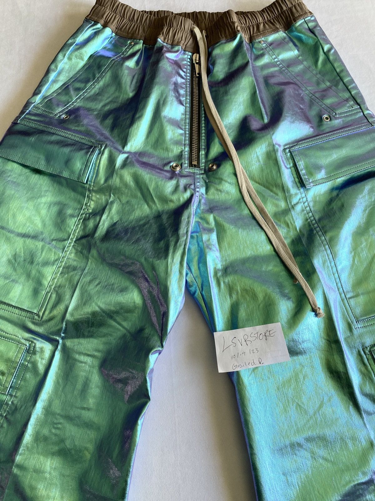 image of Rick Owens Edfu 2023 Double Jumbo Cargo Belas Iridescent 48, Men's (Size 32)