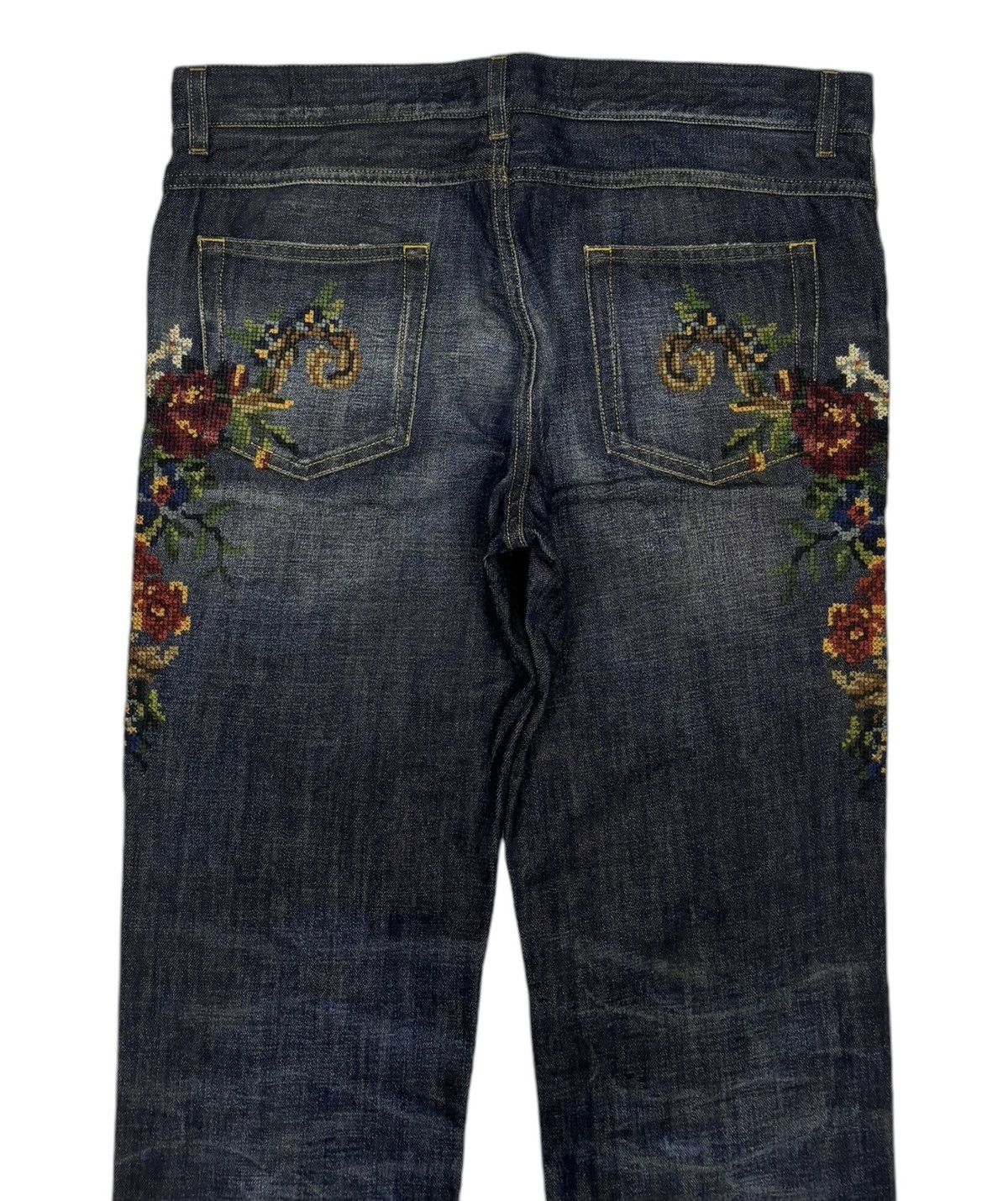 Dolce & Gabbana 🐎DOLCE & GABBANA FLOWER KNIT DISTRESSED DENIM JEANS Size US 35 - 4 Thumbnail
