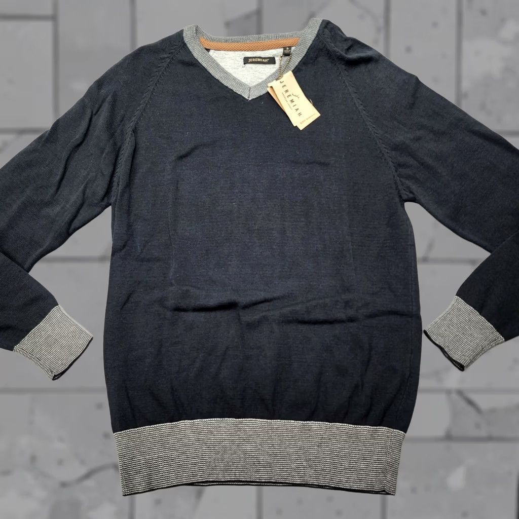 Vintage Jeremiah Men’s V-Neck Pullover Sweater 100% Cotton Inkwell S Knit Solid Breathing Mens Pullover 100% Cotton V-Neck Inkwell Clothing Size US S / EU 44-46 / 1 - 1 Thumbnail