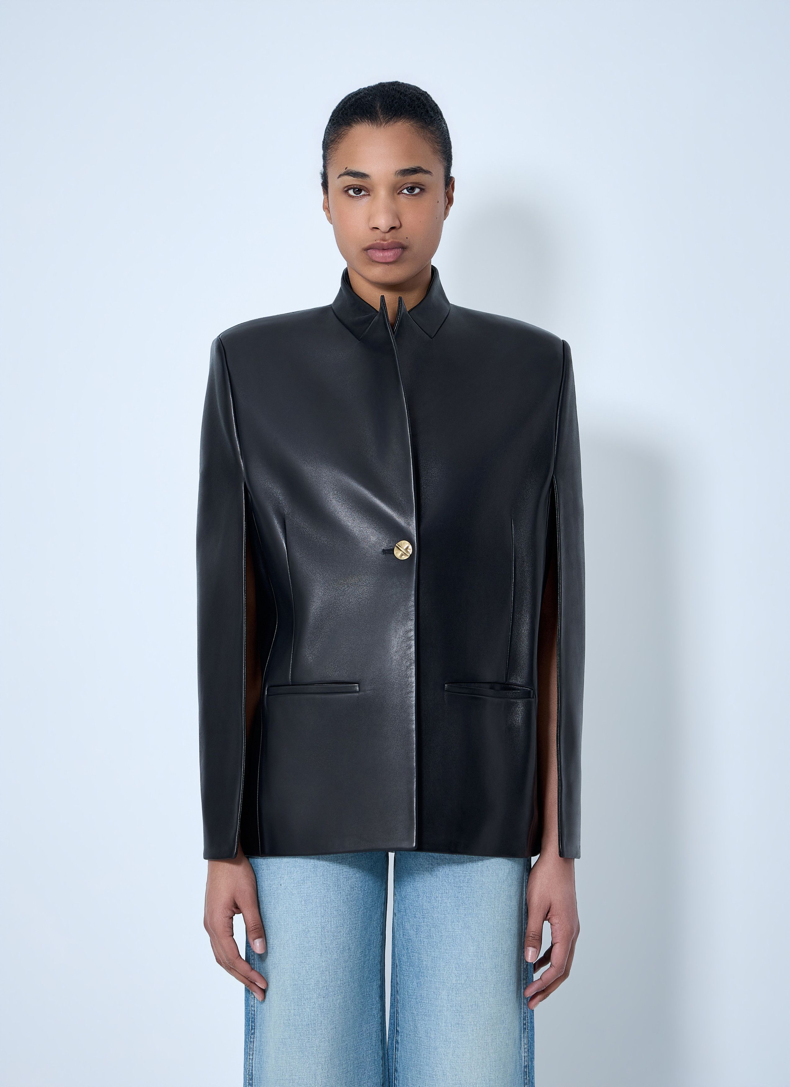 KHAITE Single-Breasted Leather Jacket Size S / US 4 / IT 40 - 1 Thumbnail