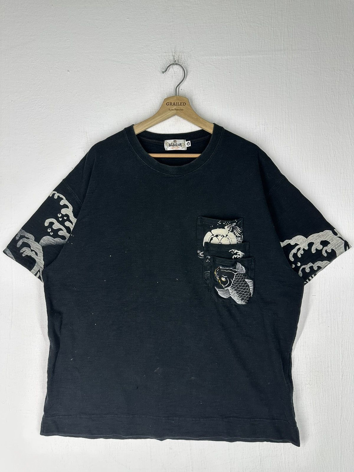 Japanese Brand Vintage Embroidery Koi Fish Japanese Style Shirt Tee Size US XL / EU 56 / 4 - 3 Thumbnail