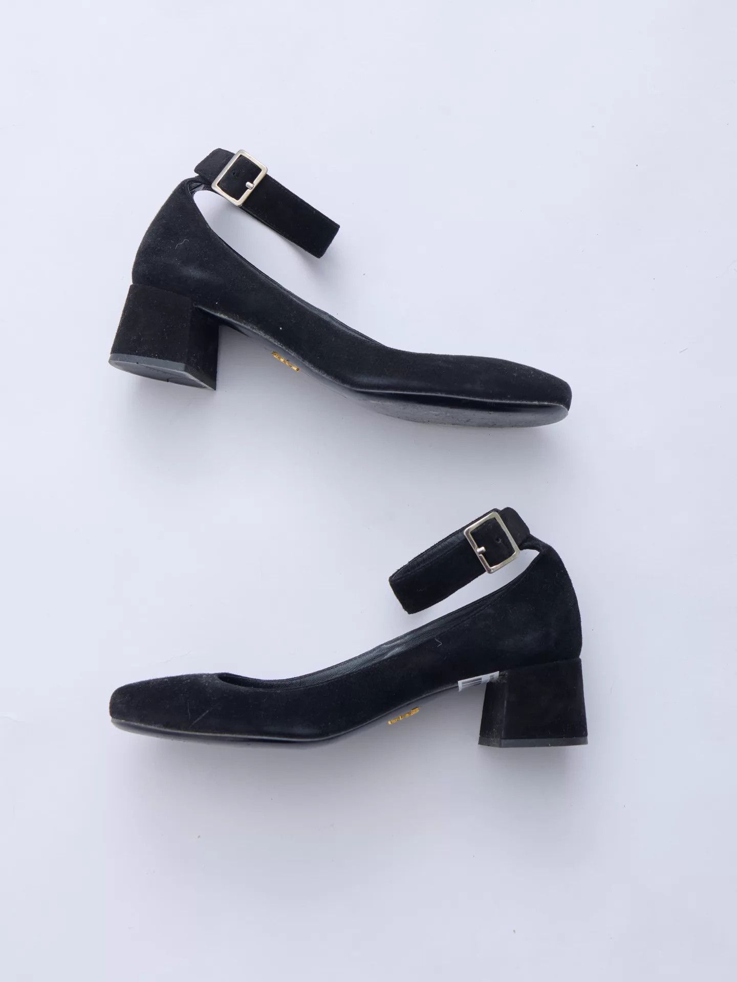 Prada PRADA 90s Archive Black Suede Ankle Strap 5cm Heel 36.5 Size US 6 / IT 36 - 6 Thumbnail