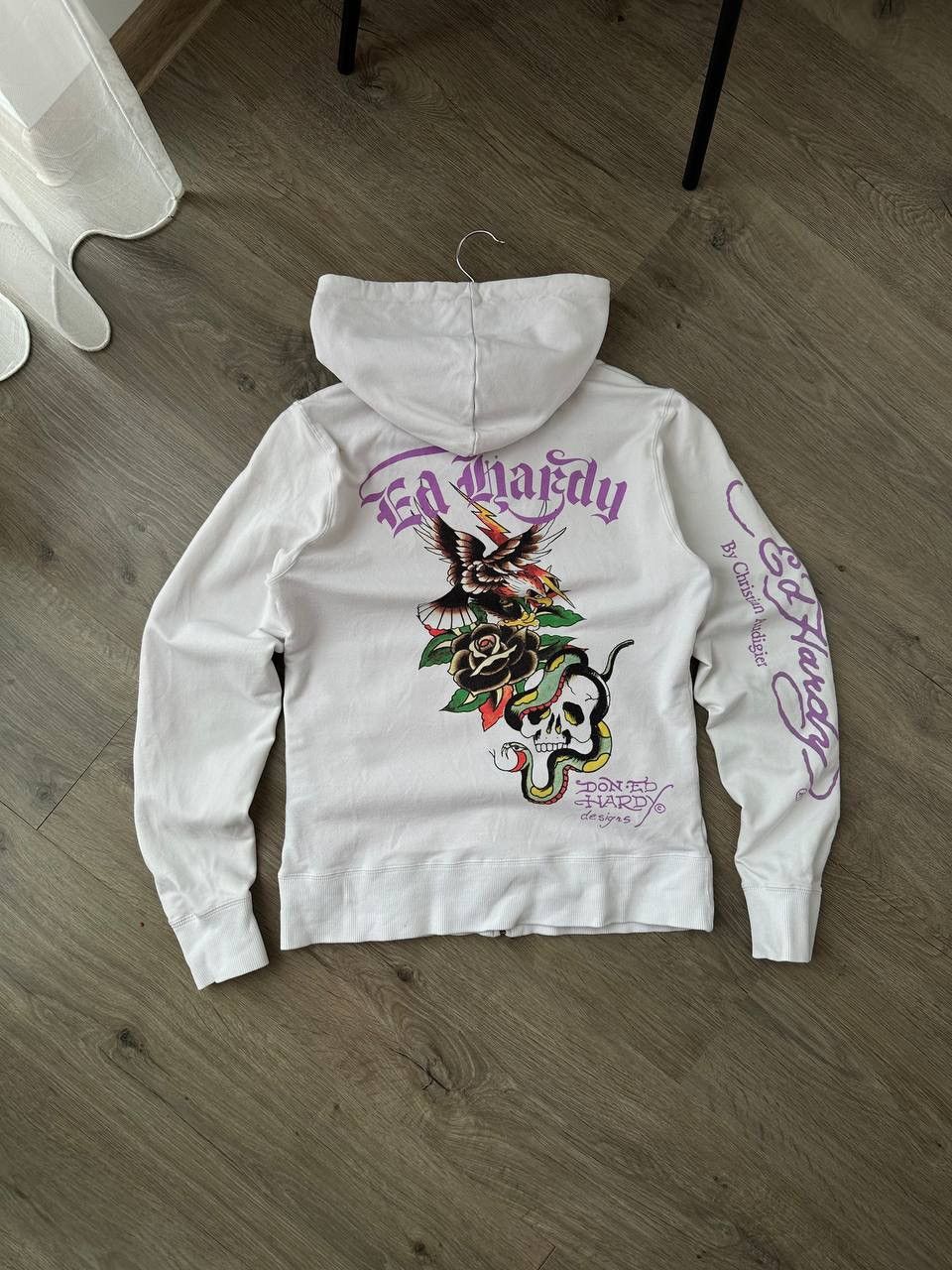 Ed Hardy Vintage Ed Hardy Christian Audigier White Hoodie Size US S / EU 44-46 / 1 - 10 Thumbnail