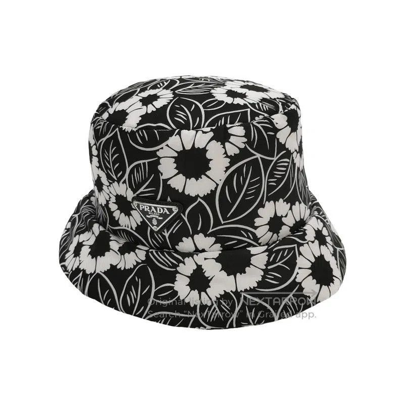 Prada Prada Floral Print Triangle Logo Bucket Hat. Size ONE SIZE - 1 Thumbnail
