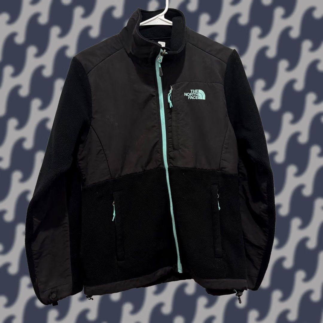 The North Face VINTAGE? The North Face Denali Fleece Jacket Womens S Black Full Zip Teal Logo Size S / US 4 / IT 40 - 1 Thumbnail