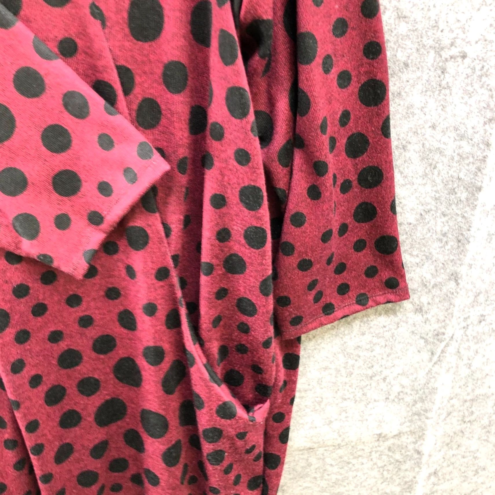 Vintage Roman Dress NWT Women 16 Burgundy Red Polka Dot V Neck Knit Long Sleeve Shift Size XXL / US 16-18 / IT 52-54 - 5 Thumbnail