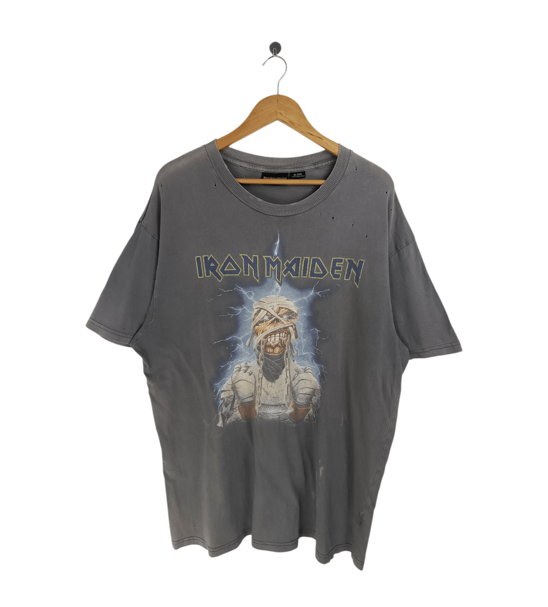Band Tees THRASHED FADED VINTAGE IRON MAIDEN EDDIE METAL ROCK PUNK TEE Size US XL / EU 56 / 4 - 1 Thumbnail