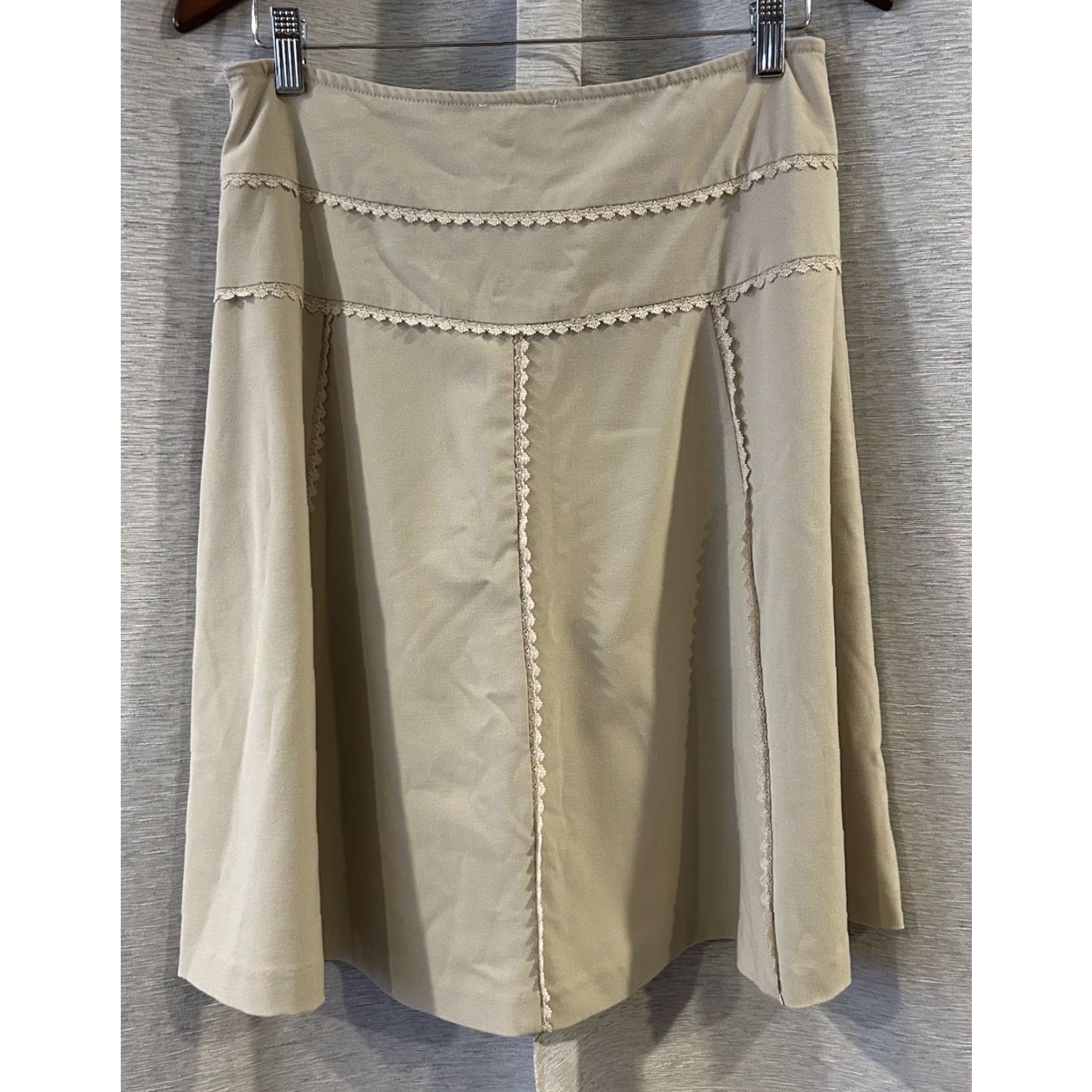 XOXO VINTAGE Y2K XOXO Beige Midi Skirt Women 5/6 A-Line Festival Juniors Solid Waist 29 Length 22 Size 27" / US 4 / IT 40 - 3 Thumbnail